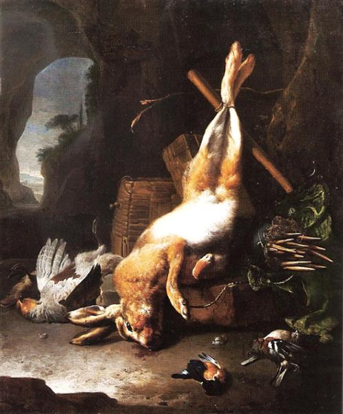 Still life with the hunting trophy, 1670 - Мельхіор де Хондекутер