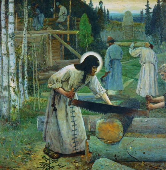 Saint Sergius' labours (central part of the triptych), 1896 - Mikhail Nesterov