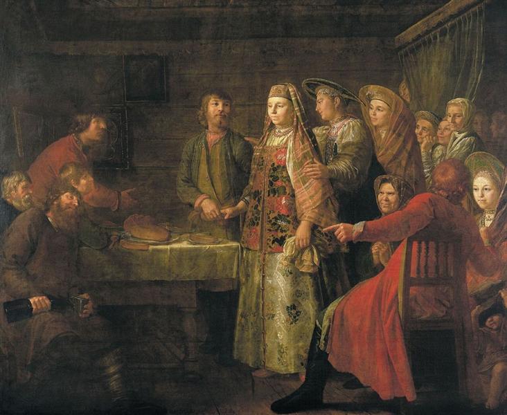 The celebration of the wedding agreement, 1777 - Михаил Шибанов