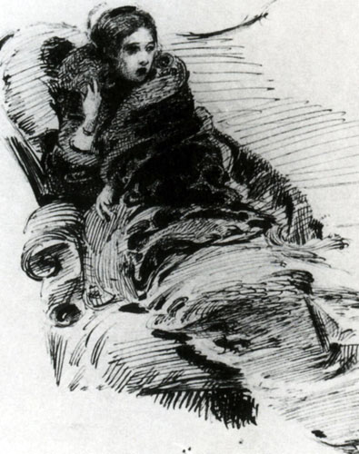 Lady in furs, c.1880 - Mikhail Vrubel