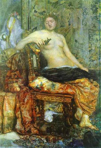 Сидяча жінка в ренесансному інтер'єрі, 1883 - Михайло Врубель