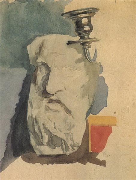 Still Life. Plaster mask, horn of chandelier., 1885 - Михайло Врубель