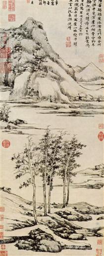 Trees in a River Valley in Yü shan - 倪瓚