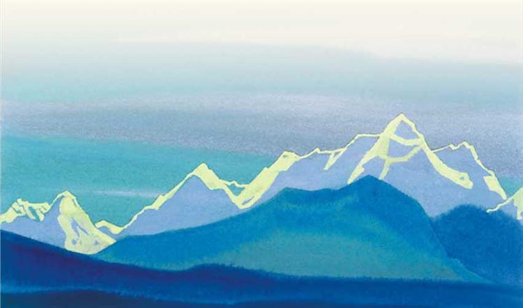 Himalayas. Sunny contour of the mountains., 1939 - Nikolái Roerich