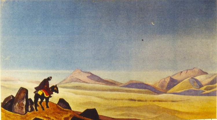 Mongolian horseman, c.1935 - Микола Реріх