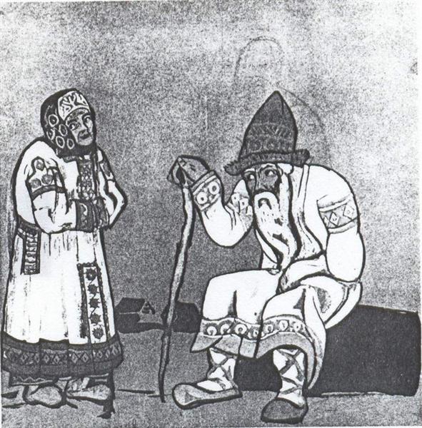 Sketch of costumes for "Snow Maiden" - Nicolas Roerich