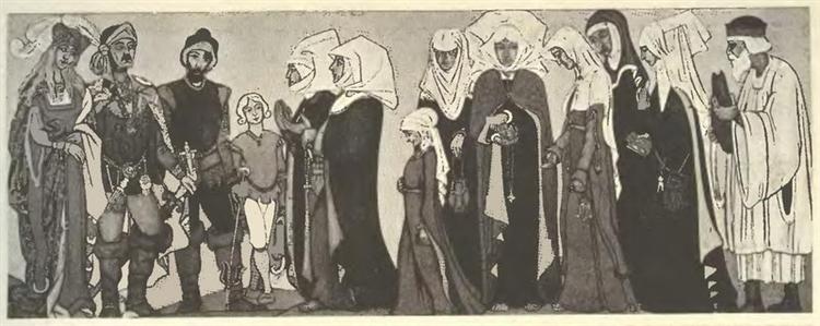 Sketches of costumes for "Sister Beatrice", 1914 - Nicholas Roerich