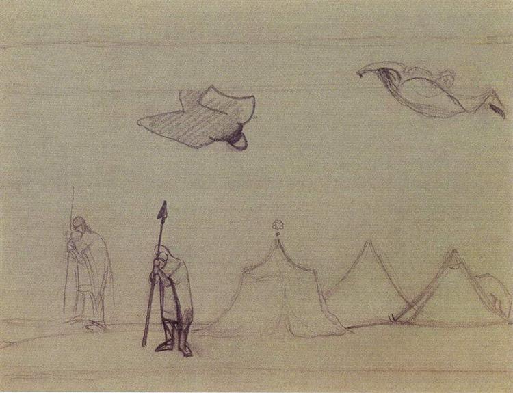 Study to "Flying Carpet", 1915 - Nikolai Konstantinovich Roerich