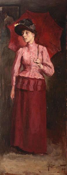 Woman with Red Umbrella, 1889 - Николае Вермонт