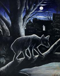 A Bear in a Moon Night - Niko Pirosmani