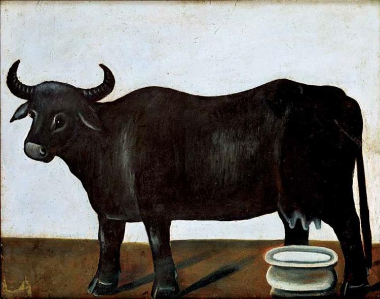 Черный бык на белом фоне - Нико Пиросмани