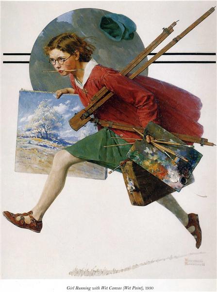 Girl Running with Wet Canvas, 1930 - 諾曼‧洛克威爾