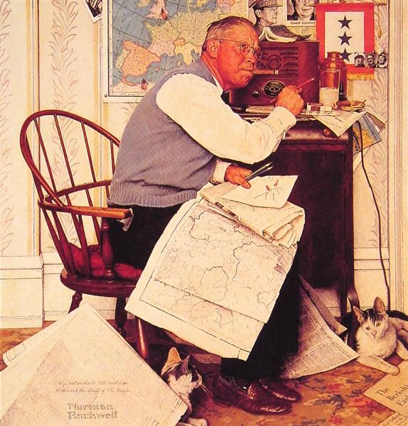 Man Charting WManeuvers, 1944 - Norman Rockwell