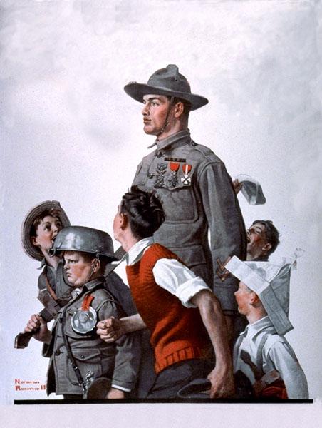 Soldier and comrads, 1919 - Norman Rockwell