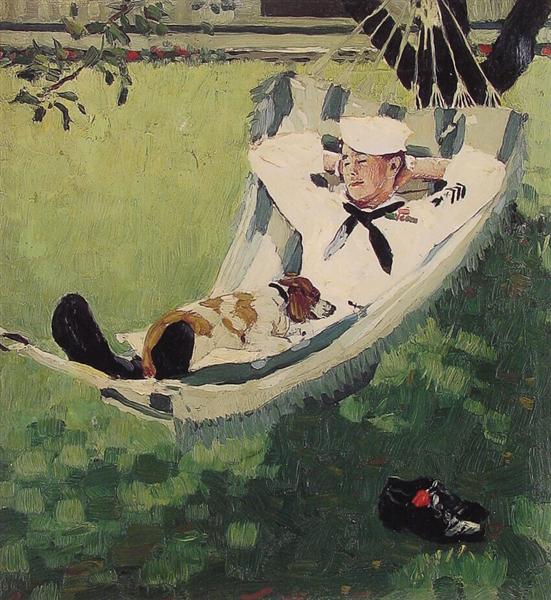 Study for home on Leave, 1945 - Norman Rockwell