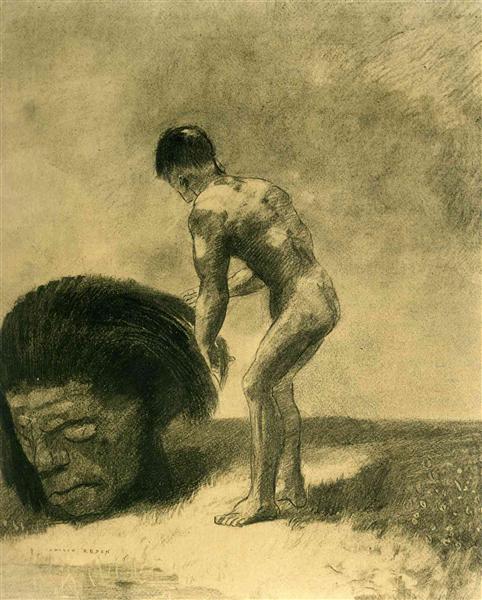 David and Goliath, 1875 - Odilon Redon