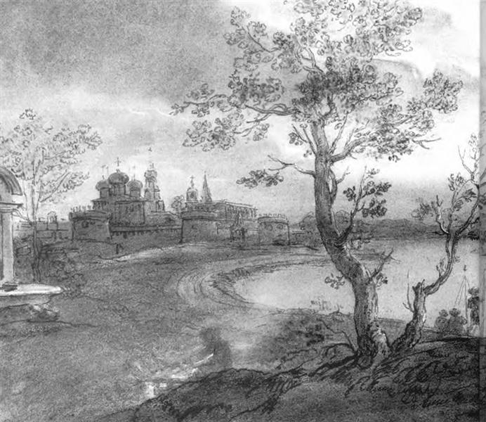 Пейзаж с рекой в лунную ночь, 1810 - Орест Кипренский
