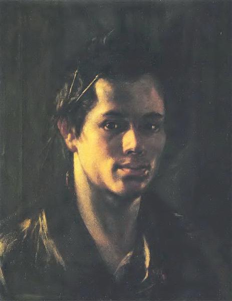 Автопортрет с кистями за ухом, 1808 - Орест Кипренский