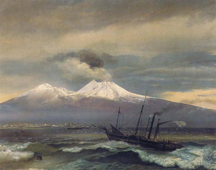 View of  Mount Vesuvius in winter, 1830 - Oreste Kiprensky