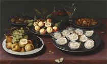 Still Life Of Fruit And A Plate Of Oysters - Osias Beert der Ältere