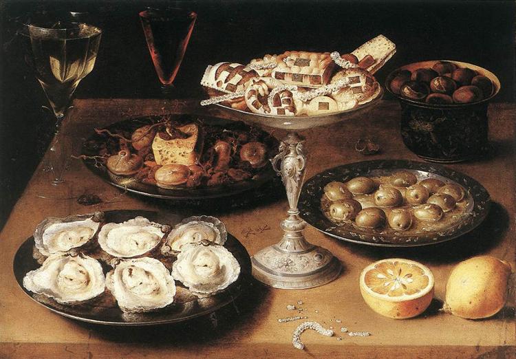 Still Life with Oysters and Pastries, 1610 - Осиас Беерт