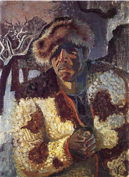 Self-portrait with fur cap, 1947 - Отто Дикс