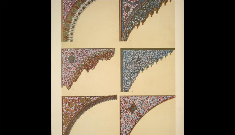 Moresque ornament from the Alhambra no. 2. Spandrils of arches - Owen Jones