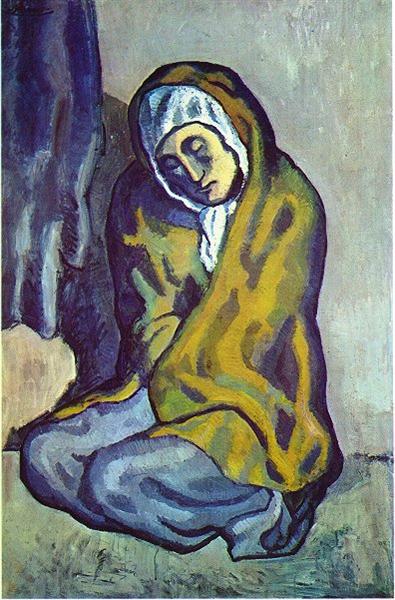 Сидяча жебрачка, 1902 - Пабло Пікассо