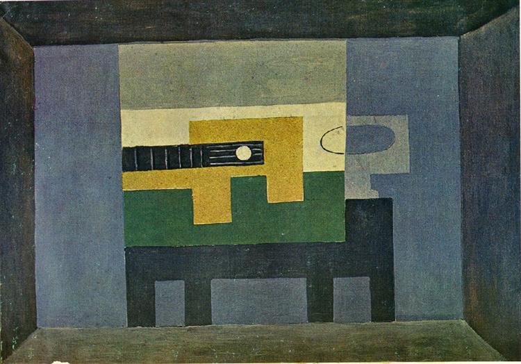 Guitar and jug on a table, 1918 - Pablo Picasso