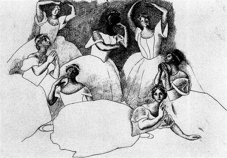 Seven ballerinas, 1919 - Пабло Пикассо