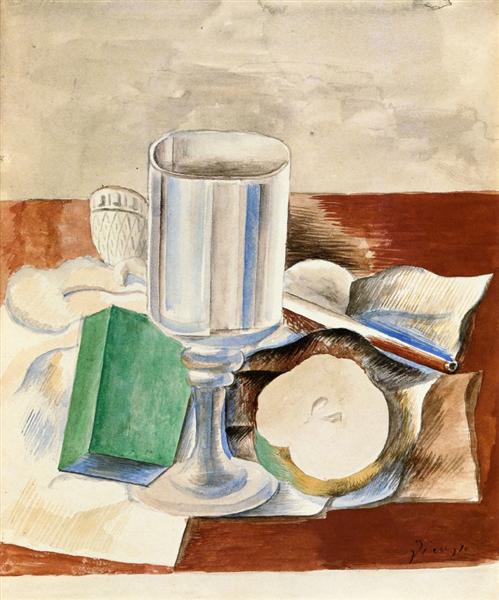 Натюрморт зі склянкою і яблуком, 1914 - Пабло Пікассо