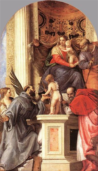 Madonna Enthroned with Saints, c.1562 - Паоло Веронезе