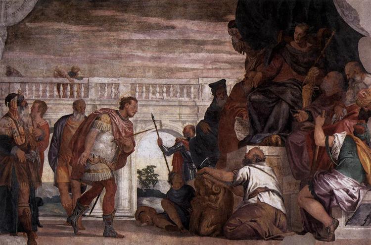 St Sebastian Reproving Diocletian, 1558 - Паоло Веронезе