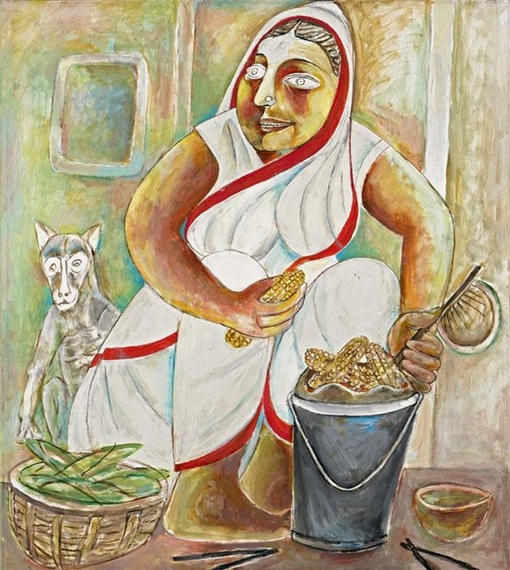 Woman selling corn, 2004 - Paritosh Sen