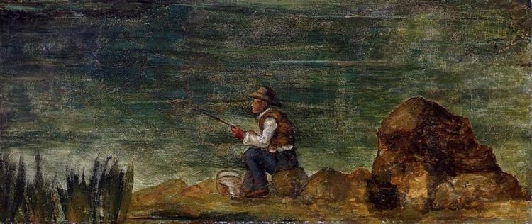 Fisherman on the Rocks, c.1864 - Поль Сезанн