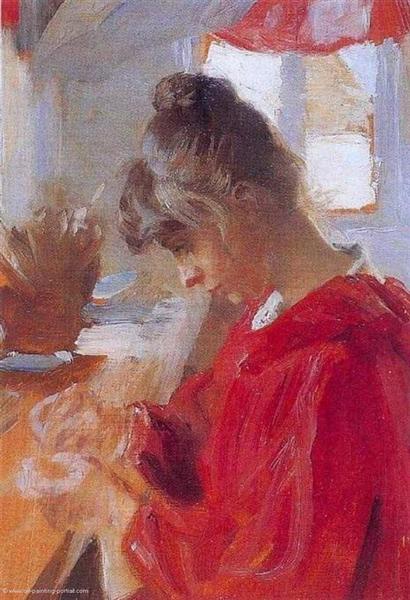 Marie in red dress, 1890 - Peder Severin Kroyer