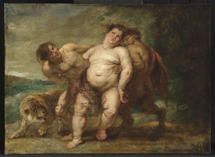 Drunken Bacchus with Faun and Satyr - Pierre Paul Rubens