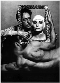 Jean Cocteau with actress Ricki Soma and dancer Leo Coleman - Філіпп Халсман