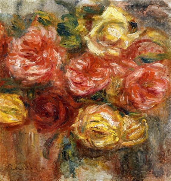 Bouquet of Roses in a Vase, 1900 - 雷諾瓦