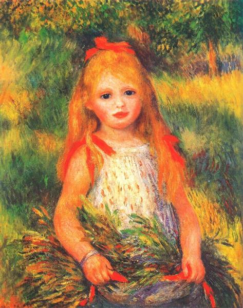 Girl with Flowers, 1888 - Auguste Renoir