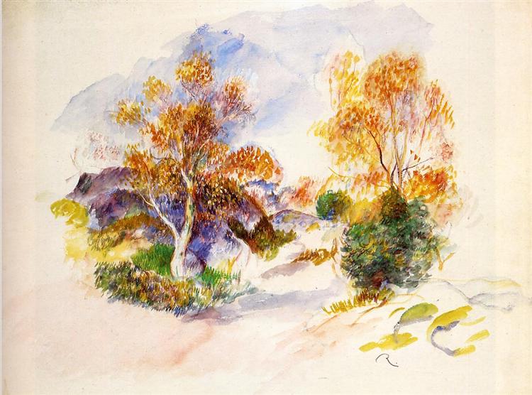 Landscape with Trees, c.1886 - 雷諾瓦