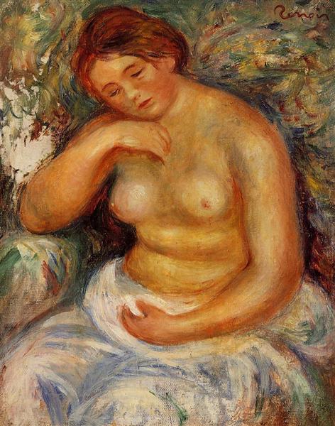 Seated Nude with a Bouquet, c.1914 - 1915 - Пьер Огюст Ренуар