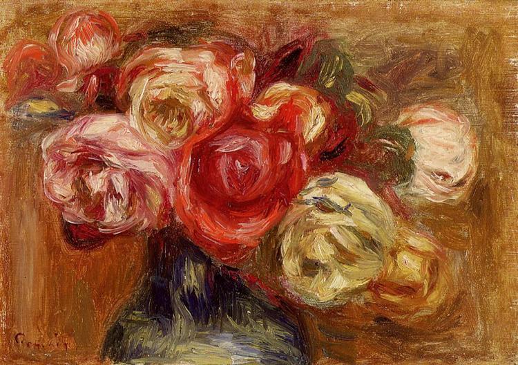 Vase of Roses, c.1910 - 雷諾瓦