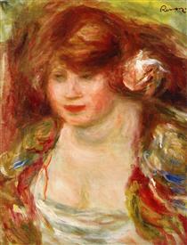 Woman Wearing a Rose Andree - Pierre-Auguste Renoir