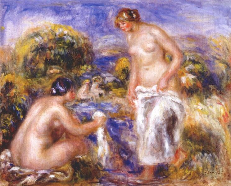 Women bathing, c.1915 - 雷諾瓦