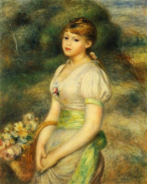 Young Girl with a Basket of Flowers, 1888 - Pierre-Auguste Renoir