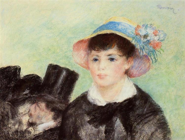 Young Woman in a Straw Hat, 1877 - Pierre-Auguste Renoir