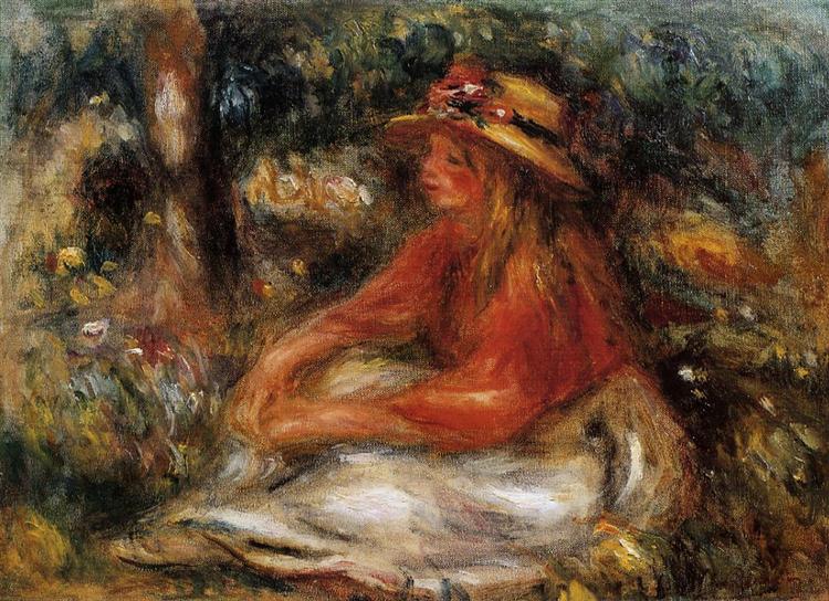 Young Woman Seated on the Grass, c.1905 - Auguste Renoir