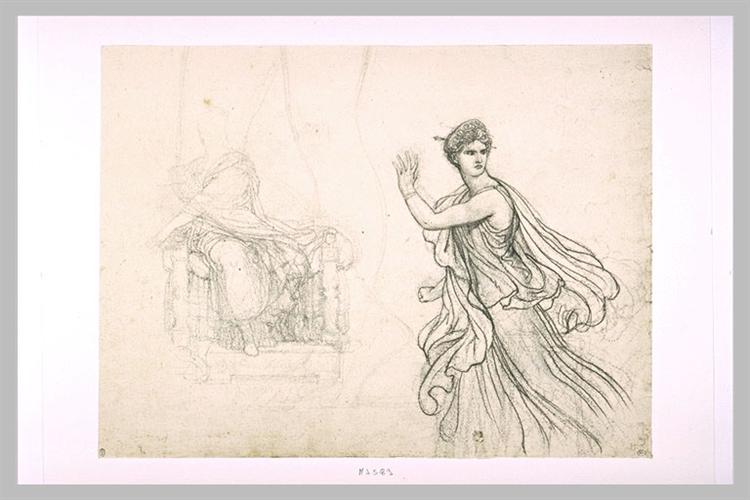 Study the figure of Hermione and sketches of the figure of Pyrrhus - Pierre-Narcisse Guerin