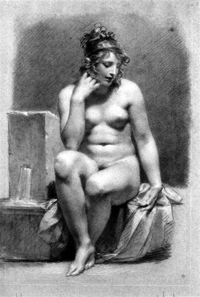 Black nude women seated Seated Female Nude By A Fountain C 1800 Pierre Paul Prud Hon Wikiart Org